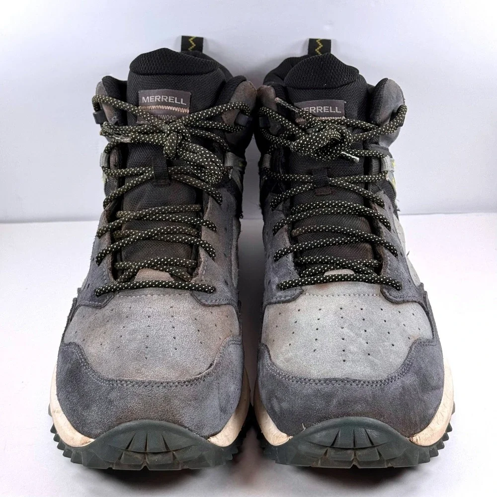 Merrell Wildwood Waterproof Mens Hiking Boots Grey Black J068029 Size 12